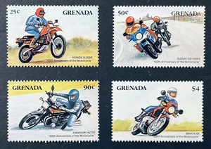 GRENADA MOTORCYCLE CENTENARY STAMPS SET 1985 MNH HONDA SUZUKI KAWASAKI BMW K100 - Picture 1 of 1