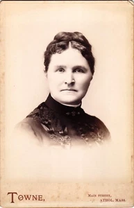Antique Victorian Cabinet Studio photo - Mean looking lady - Athol Mass. - Picture 1 of 2