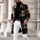 Winter Men's Plaid Woolen Mid-Length Coat Loose Winter Coat Jacket