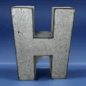 Industrial Galvanized 3D Letter "H" Rustic Gray 7" Metal Name Sign Decor Gift - Picture 1 of 5