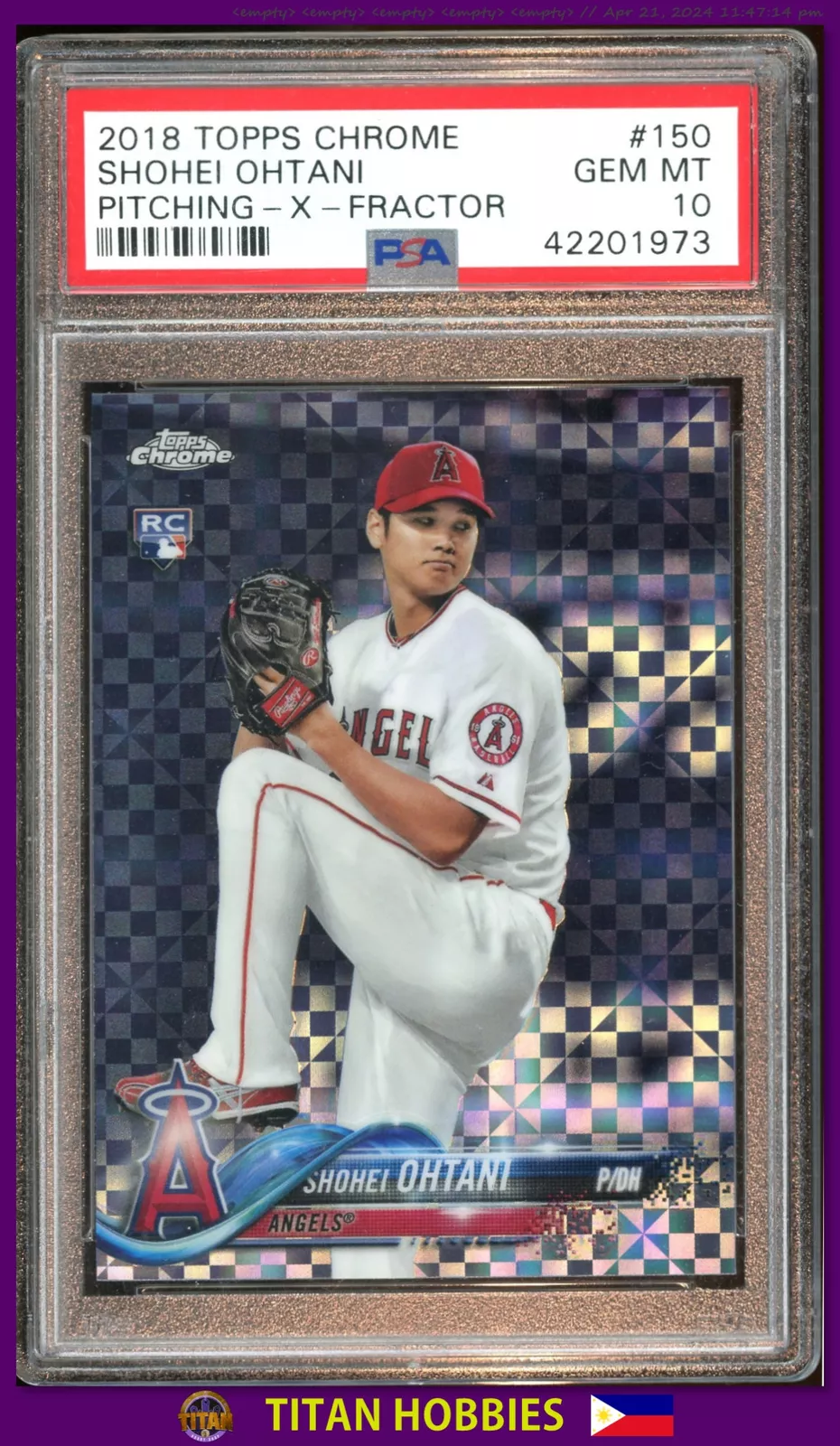 2018 Topps Chrome X-FRACTOR Pitch #150 Shohei Ohtani Rookie X-FRACTOR RC PSA 10