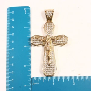 Men's JESUS ON THE CROSS Charm Pendant Hip Hop GOLD tone - Picture 1 of 2