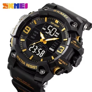 Men Watch Military Sport Wristwatch Digital LED Quartz Watch Boy Stopwatch - Picture 1 of 22