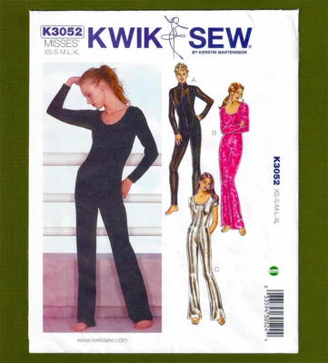 Misses Unitard Sewing Pattern~Easy Catsuit Costume (Sizes XS-XL) Kwik Sew 3052 - Image 1 of 4