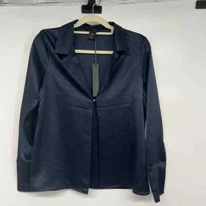 House Of Harlow 1960 Satin Blazer Women's Size S Dark Blue Notch Collar Relaxed - Picture 1 of 12