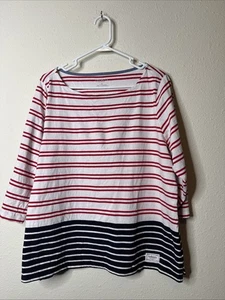 Talbots Top Striped Pullover 3/4 Sleeve Boat Neck Size Plus Petite 2XP Cotton - Picture 1 of 6