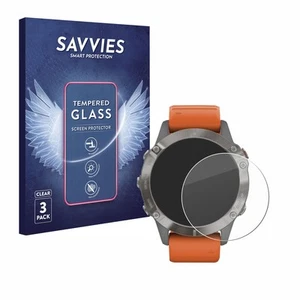 3x Savvies Schutzglas für Garmin Fenix 6 Pro Solar Echt Glas Panzer Display 9H - Zdjęcie 1 z 7