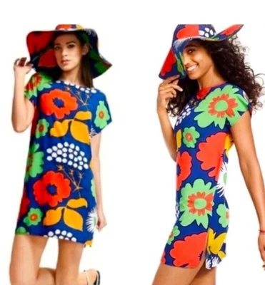 Vestido camisero túnica floral geométrico vibrante audaz Marimekko for Target para mujer M Foto 1 de 4