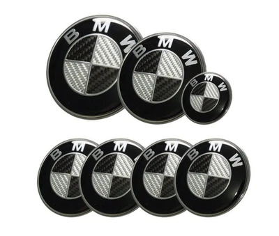 82mm/74mm/4 x 68mm/45mm 7PCS For BMW Black Grey Emblem Centre Caps Logo Badges✔️ Foto 1 de 4