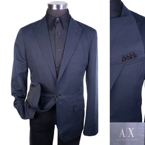 Armani Exchange Sport Mantel Blazer Herren 40R Navy Blau 2 Knöpfe BAUMWOLLE/LEINEN - Bild 1 von 14