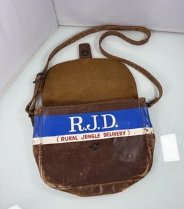 Vintage Pre-1960 Rural Jungle Delivery Leather Newspaper Delivery Mail Bag R.J.D - Bild 1 von 17