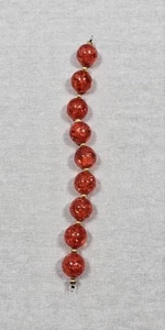 Vintage Crackle Bead Strand 7"L Coral Pink-Red 1/2"Diam Beads For DIY Jewelry - Picture 1 of 11