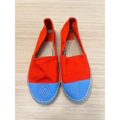 Tory Burch Alpargatas Puntera Naranja Azul Zapatos Talla 7 Nautical Resort  Foto 1 de 4