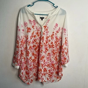 Camicetta Talbots Plus donna taglia X panna avorio floreale manica lunga popover top - Foto 1 di 8