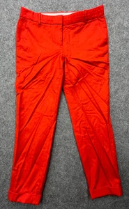 J Crew Womens Red Cafe Capri Pants Size 2 Cuffed 100% Wool - Picture 1 of 8