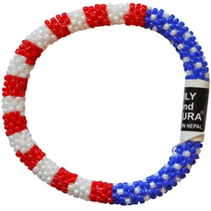 Pulsera patriótica de cuentas de ganchillo a mano ""United We Stand"" LILY y LAURA ""United We Stand - Imagen 1 de 3