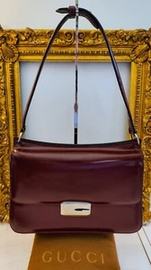 GUCCI SCHULTERTASCHE elegant lackiertes Leder bordeaux VINTAGE - Bild 1 von 23
