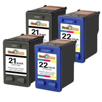 Cartuchos de tinta 4PK para tinta HP 21 HP 22 PSC 1401 1402 1403 1406 1408  Foto 1 de 4