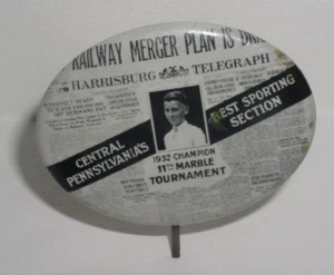 1932 Harrisburg Telegraph Marble Tournament 11o Anual Celuloide Pinback - Imagen 1 de 3