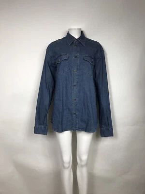 Vtg GIANNI VERSACE JEANS DENIM MEDUSA BUTTON SHIRT L - Image 1 of 4