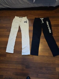 Girls Abercrombie White And Blue Sweatpants Size Small LOT OF 2 - Picture 1 of 9