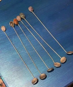 Agitadores de cóctel vintage Swizzle Sticks 1901 200 Reis Brasil moneda y piedras preciosas - Imagen 1 de 12