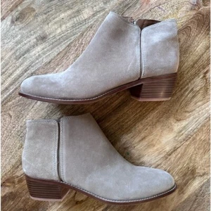 Antonio Melani New Suede Ankle Booties | Neutral Taupe | Stylish Low Heel Boots - Picture 1 of 9