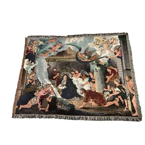 Jesus Mary Joseph Angels Religious Tapestry Blanket Throw - Picture 1 of 9