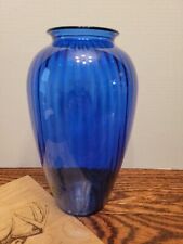 Vintage Anchor Hocking Dark Cobalt Blue Ribbed 12 1/2" Vase.  Beautiful.