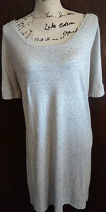 Soma T Shirt Dress Size Large Short Sleeve Casual Heather Gray Ribbed Scoop Neck - Picture 1 of 8