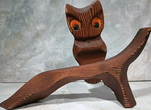 Vintage Wooden Owl On Branch Wall Art Decor United Retro Mid Century - Picture 1 of 10