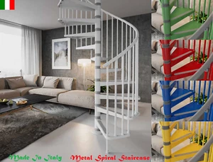 Indoor Spiral Staircase Steel Step Railing 7 Colors PVC Handrail 12-Step Kit - Picture 1 of 16