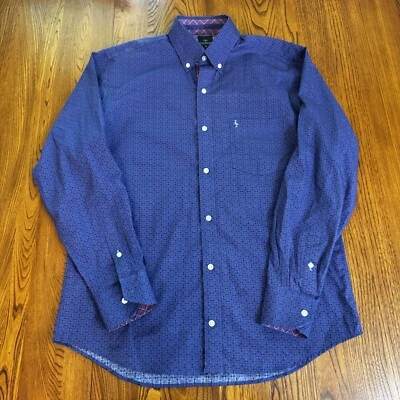 Camisa masculina manga longa TailorByrd azul roxo rosa geométrica floral tamanho M - Imagem 1 de 4