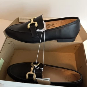 NIB Women’s A new day dress shoe 9.5 black slide on Gold accent - Picture 1 of 5