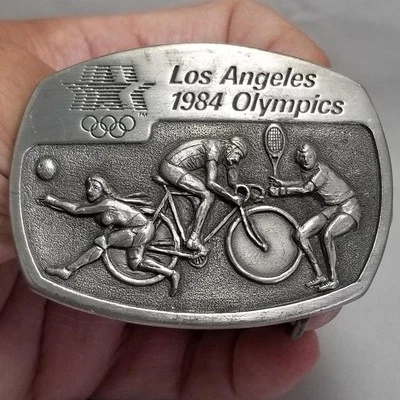 Belt Buckle 1980 Fine Pewter Los Angeles 1984 Olympics Gymnastics Volleyball - Image 1 of 4