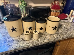 Star & Berry Vine Ceramic Primitive Country Home Canister Collection - Picture 1 of 5
