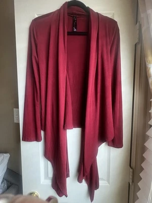 Cárdigan Borgoña Cortina Frontal Abierto Ligero Mezcla Rayón Talla M Foto 1 de 4