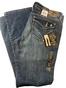 Volcom Neu mit Etikett Would Stalk Flare Shortie Fit Medium Schlagjeans für Damen Größe 13/30 - Bild 1 von 7