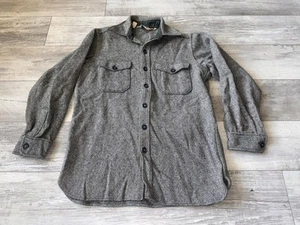 Vintage 70’s Woolrich Mens Heavy Wool Flannel Shirt Jacket L Long Sleeve Pockets - Picture 1 of 11