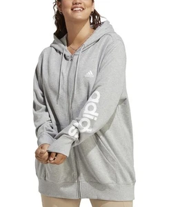 Adidas Women Regular fit Hoodie Sweatshirt 3X Grey Solid Full Zip - Picture 1 of 1