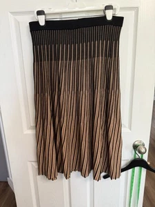 Women's NINETY CLOTHING CO Black And Tan knitted Pleated Midi Skirt Ombre XL - Picture 1 of 7