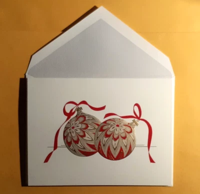 10 Crane & Co Ornaments of Red & Gold Ecru Cards & Crane Gold Microstripe Envs. - Image 1 of 4