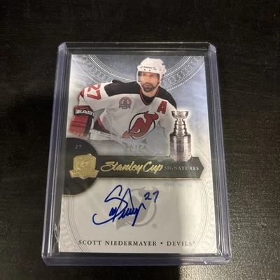 2011-12 upper deck the cup stanley signatures auto /50 scott niedermayer - Image 1 of 2