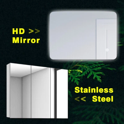 LED Mirror Bathroom Mirror Cabinet Stainless Steel Wall Mounted Illuminated - image 1 of 4