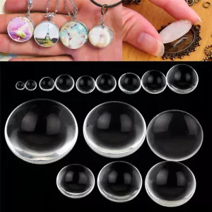 Clear Crystal Round Flat Back Glass Cabochon Transparent Scrapbooking Craft - Picture 1 of 23
