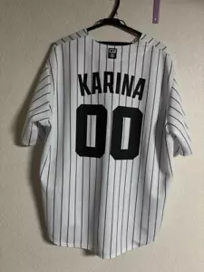 aespa KARINA 00 BASEBALL UNIFORM Shirt Official Rare Kpop Idol White From Japan - Bild 1 von 2