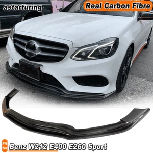 For Benz W212 E400 E300 Sport 2014-16 REAL CARBON Front Bumper Lip Spoiler Chin - Picture 1 of 12
