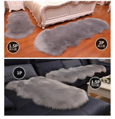 Alfombra mullida de piel sintética de oveja piso cálido alfombra peluda alfombras lavables para dormitorio Foto 1 de 4