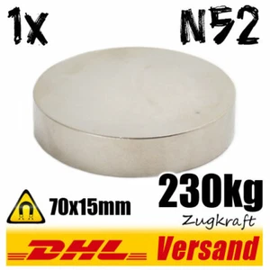 Neodymium Magnet Disc D70x15 MM N52 Traction 230kg Left And Right Magnetized - Picture 1 of 2