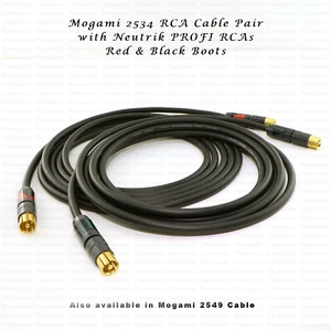 MOGAMI RCA Cable PAIR - 2534 / 2549 Balanced Cable - Neutrik ProFi RCA Black/Red - Picture 1 of 2